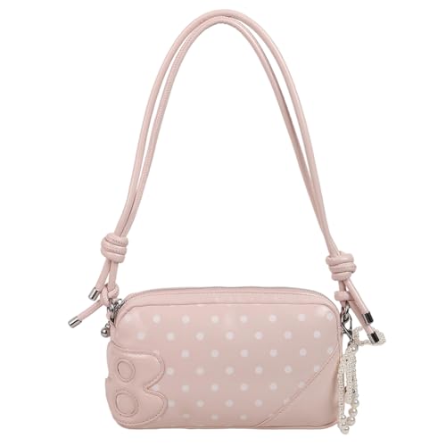 PU Leder Crossbody Bag Polka Dot Schultertasche for Frauen Messenger -Tasche (Pink) von Fiorky