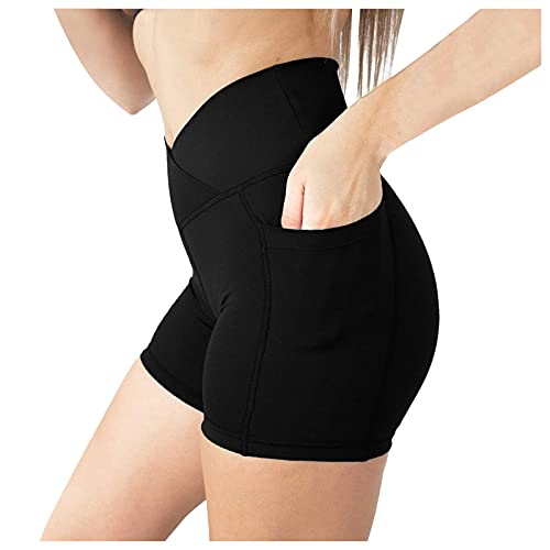 Leggings für Damen High Waist Lässige Yoga-Shorts Taille Mode Frauen High solide Leggings Sport Yoga-Hosen Damen Hosen Kurz Sexy (Black, S) von Firally