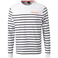 FIRE + ICE Herren Pullover weiß Baumwolle gestreift von Fire + Ice