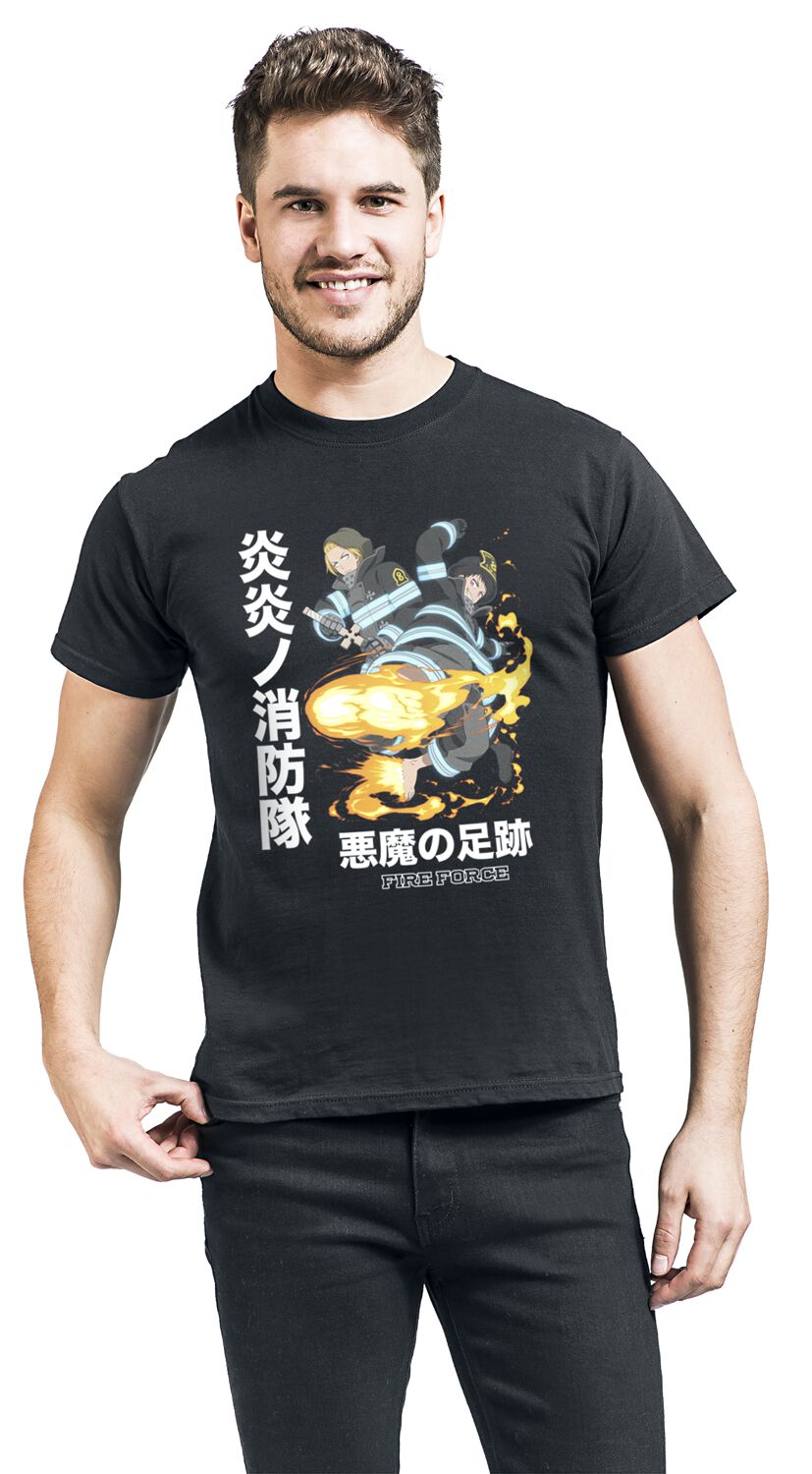 Fire Force - Anime T-Shirt - Devil Footprints - S bis M - für Männer - Größe M - schwarz  - Lizenzierter Fanartikel von Fire Force