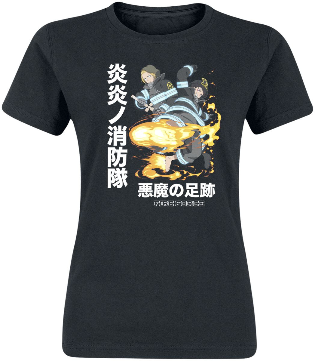 Fire Force - Anime T-Shirt - Devil's Footprints - S bis XXL - für Damen - Größe L - schwarz  - Lizenzierter Fanartikel von Fire Force