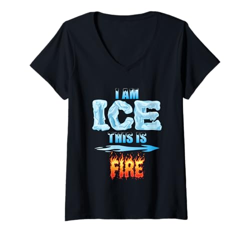 Damen Lustiges EIS und Feuer Kostüm Halloween Familie Matching Damen T-Shirt mit V-Ausschnitt Damen Lustiges EIS und Feuer Kostüm Halloween Familie Matching Damen T-Shirt mit V-Ausschnitt von Fire and Ice Halloween Costume family tees