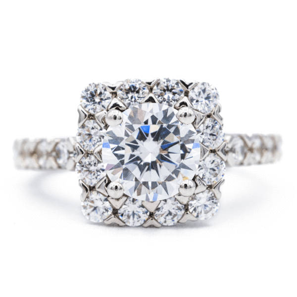 7, 5 Mm Runde Moissanite 14K Weißgold Halo Ring 2.80 Cttw von FireandBrilliance