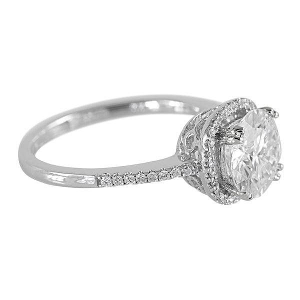 8 Mm Runde Moissanite 14K Weißgold Diamant Halo Krone Ring 2, 2 Cttw von FireandBrilliance