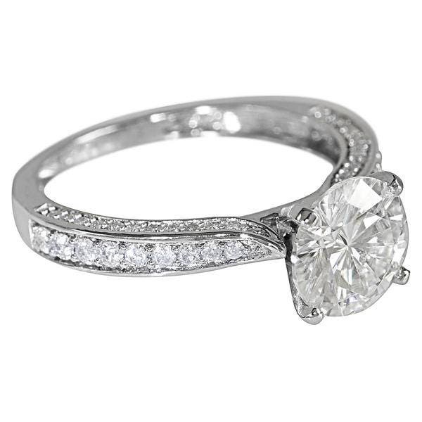 8mm Runde Moissanite 14K White Gold Kathedrale Diamant Kanal Schaft Ring 2, 40 Karat Gesamtgewicht von FireandBrilliance