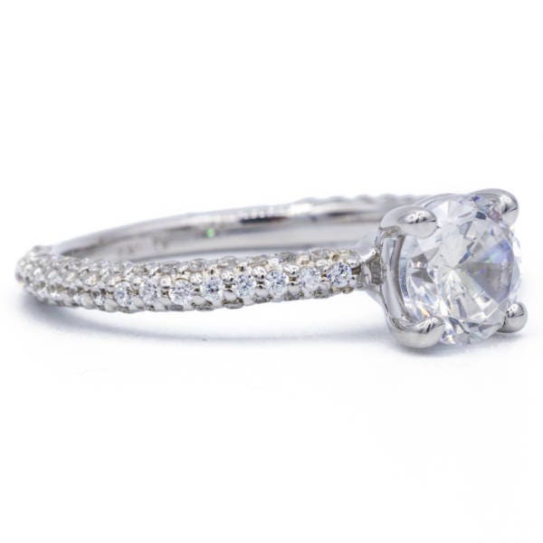 Rund Moissanite 14K White Gold Diamantring Schaft von FireandBrilliance