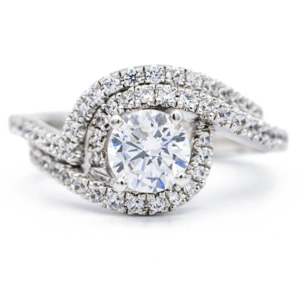 Rund Moissanite 14K White Gold Diamond 4 Zinke Bypass Schaftring von FireandBrilliance