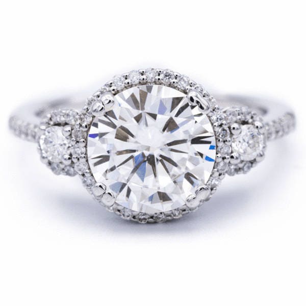 Runde Moissanite 14K White Gold Königin Der Jupiter Diamant Einstellung 3, 5 Cttw von FireandBrilliance