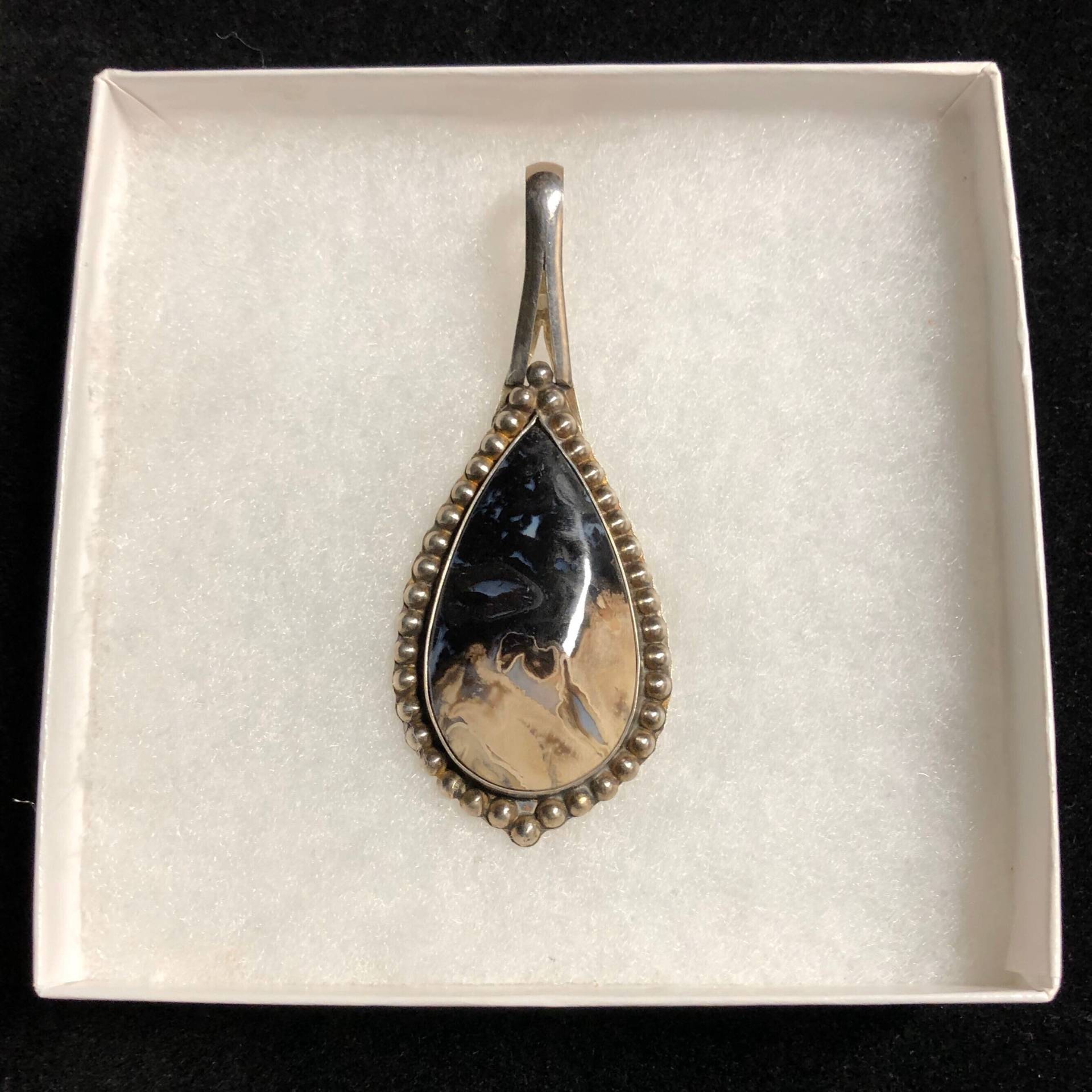 Versteinertes Palmenholz & Sterling Silber Statement Anhänger, 3 1/8In. X 1 1/4In von FireandEarthJewels