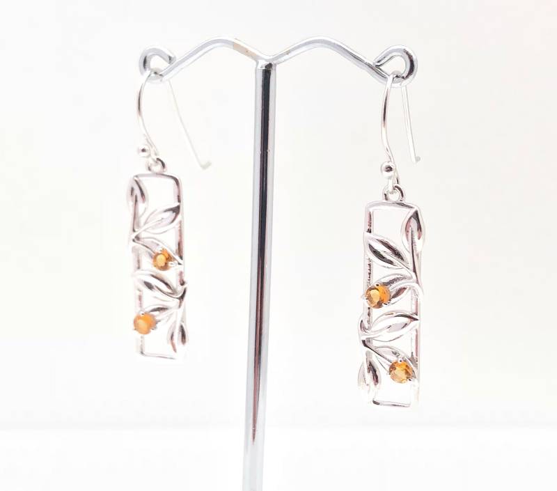 Citrin Ohrringe // Silber Rechteckige Ranke 925 Sterling Mit Rhodiniertem Finish von FireandIceSilver
