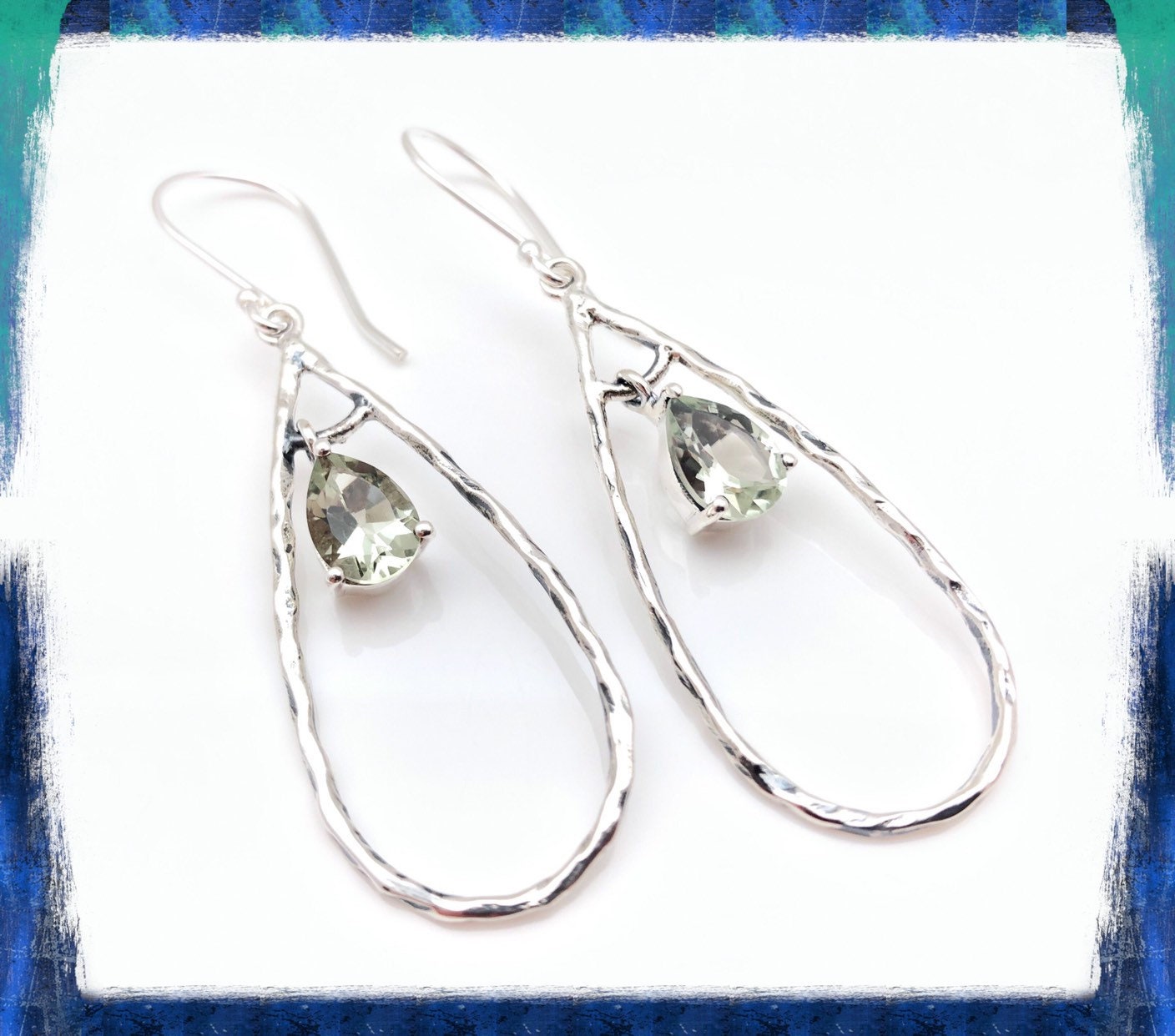 Grün Amethyst Silber Ohrringe - Lange Ovale Form Sterling von FireandIceSilver