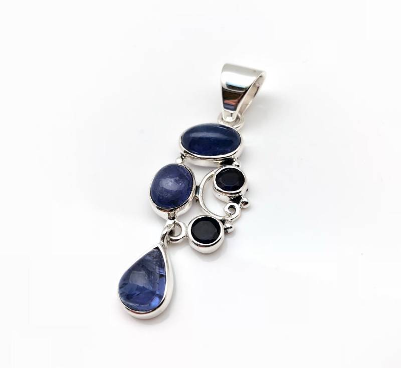 Iolith Tansanit Anhänger - Multi Stein Und 925 Sterling Silber von FireandIceSilver
