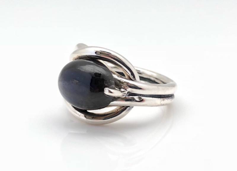 Labradorit Ring // Silber 925 Sterling Ovales Wire Wrapped Design Size 9 von FireandIceSilver