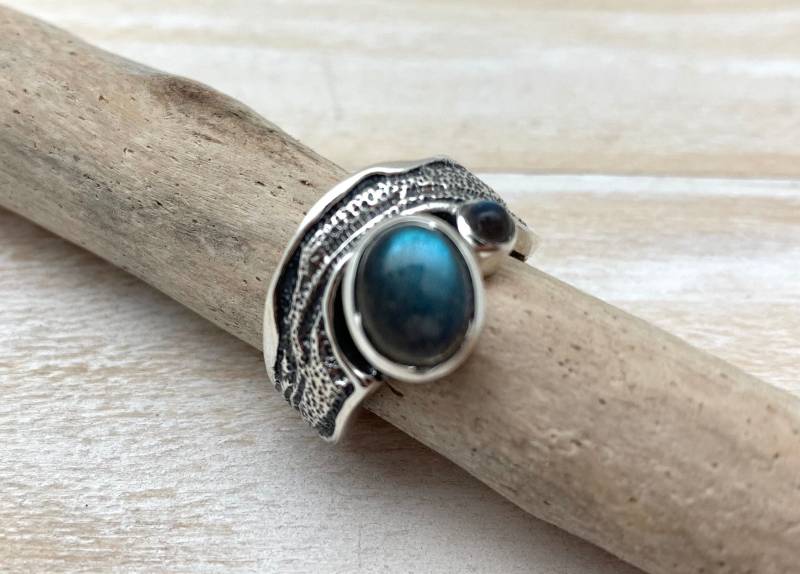 Labradorit Silberring Größe 7 - Silber Ring Blauer Glatt Oval 925 Sterling von FireandIceSilver