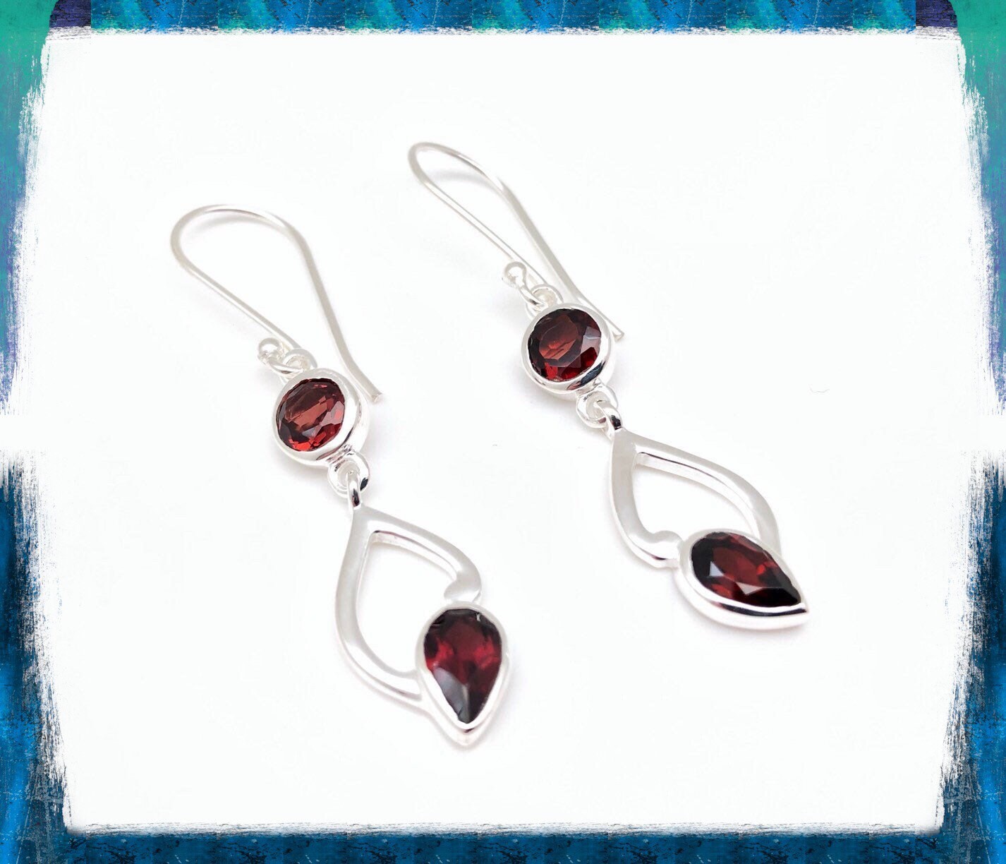 Silber Granat Ohrringe - Tropfen Baumelnde -sterling von FireandIceSilver