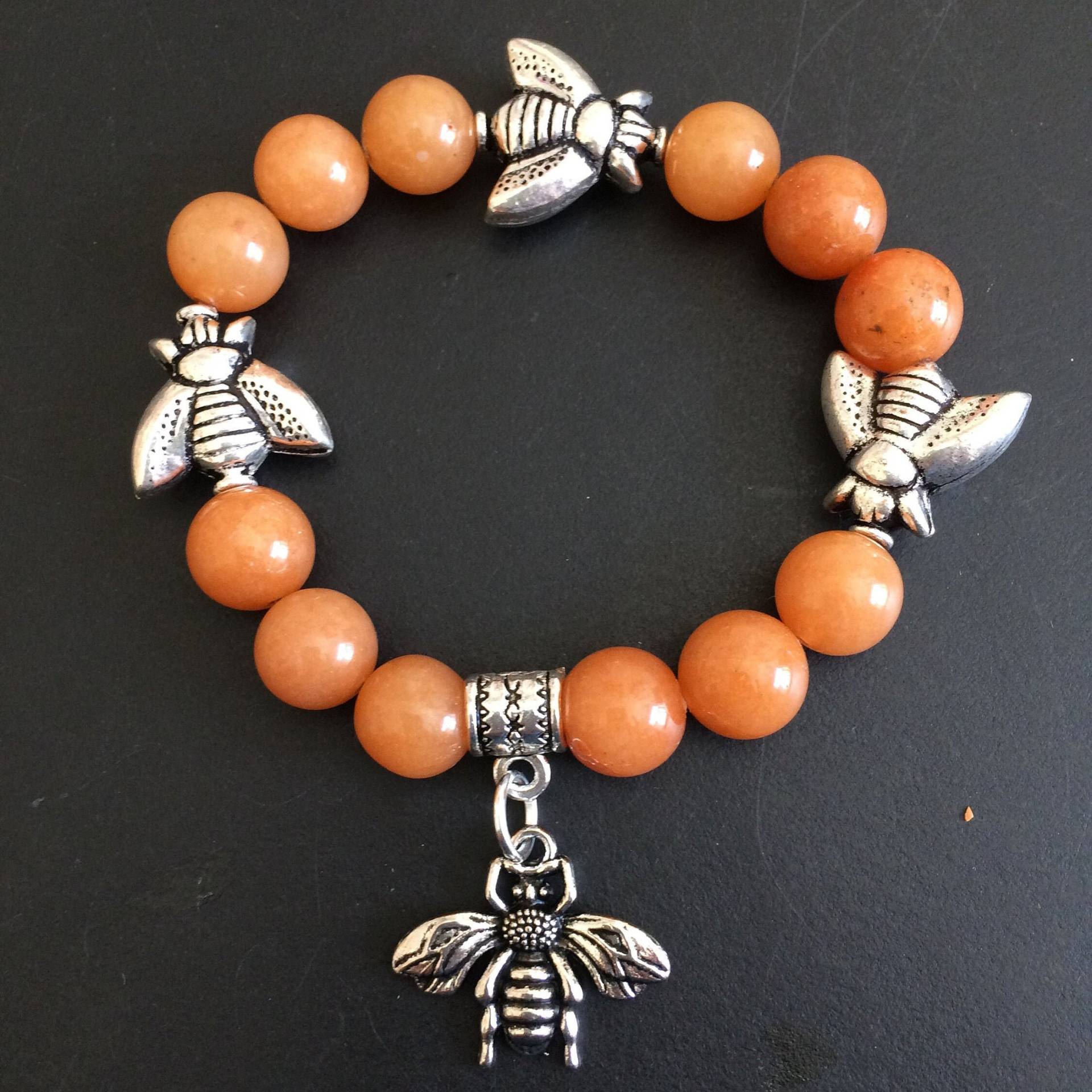 Honey Bee Mine Rot Aventurin Und Silber Armband von Firebornjewels