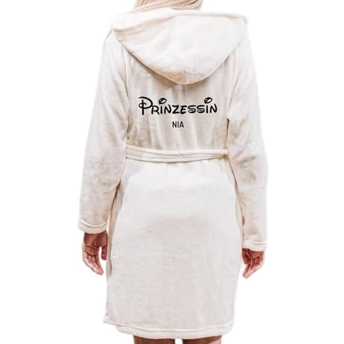 Firebox Personalisierbarer Bademantel „Prinzessin“ beige/pink – Flauschiger Mikrofaser-Bademantel mit Namen & Wunschtext, in verschiedenen Farben Firebox Personalisierbarer Bademantel „Prinzessin“ beige/pink – Flauschiger Mikrofaser-Bademantel mit Namen & Wunschtext, in verschiedenen Farben von Firebox
