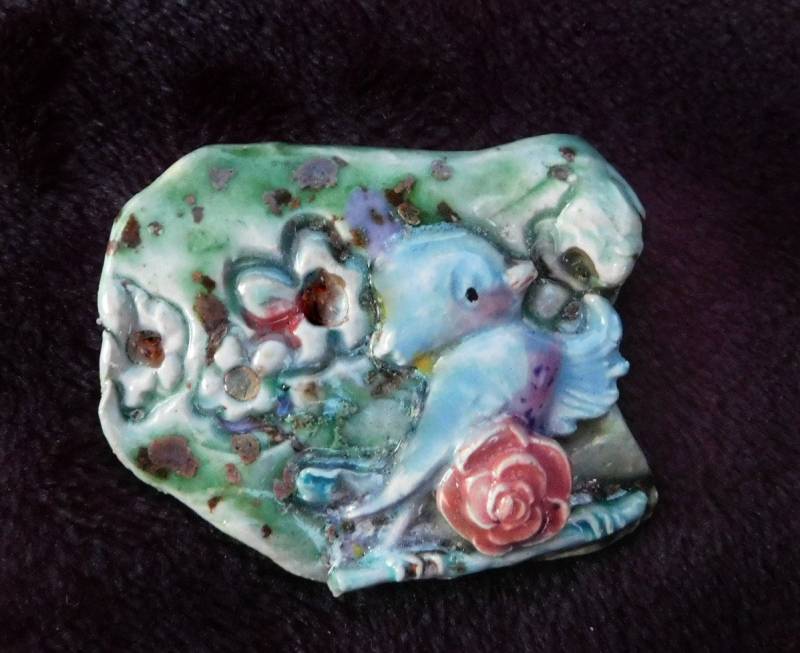 Handgefertigte Blaue Vogel Brosche - Unikat Ooak Schal Pin Keramik Schmuck # 133 von FiredUpLadiesBeads