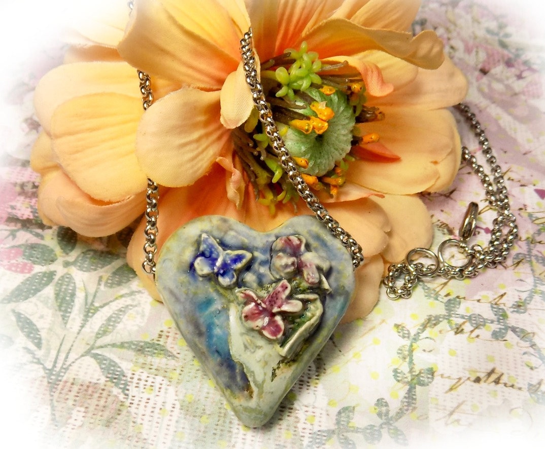 Keramik Herz Halskette - Erdiges Schmuck 18 Zoll Kette Unikat Geschenk # 140 Keramik Herz Halskette - Erdiges Schmuck 18 Zoll Kette Unikat Geschenk # 140 von FiredUpLadiesBeads