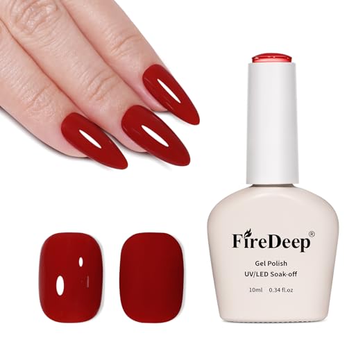 Firedeep 10ml HEMA-Frei Gel Nagellack Bordeaux Rot Glasierte Beere Gel Nagellack Soak-Off UV/LED Aushärtung Maniküre Geschenk für Frauen und Mädchen von Firedeep