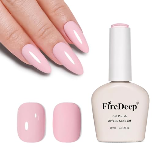 Firedeep 10ml HEMA-Frei Gel Nagellack Nude Pink Gel Nagellack Blass Rosa Soak-Off UV/LED Aushärtung Maniküre Geschenk für Frauen und Mädchen von Firedeep
