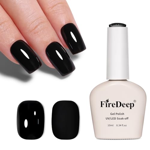 Firedeep 10ml HEMA-Frei Gel Nagellack Schwarz Gel Nagellack Soak-Off UV/LED Aushärtung Maniküre Geschenk für Nail Art DIY und Nagelstudio für Frauen von Firedeep