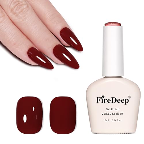 Firedeep 10ml HEMA-Frei Gel Nagellack Tiefes Rot Gel Nagellack Soak-Off UV/LED Aushärtung Maniküre Geschenk für Nail Art DIY und Nagelstudio für Frauen von Firedeep