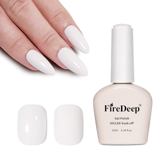 Firedeep 10ml HEMA-Frei Gel Nagellack Weiß Gel Nagellack Soak-Off UV/LED Aushärtung Maniküre Geschenk für Nail Art DIY und Nagelstudio für Frauen und Mädchen von Firedeep