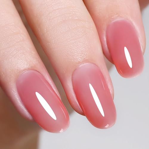 Firedeep 10ml HEMA-Frei Jelly Gel Nagellack Transparent Pink Gel Nagellack Soak-Off UV/LED Aushärtung Zartes Pink Maniküre Geschenk für Frauen und Mädchen von Firedeep
