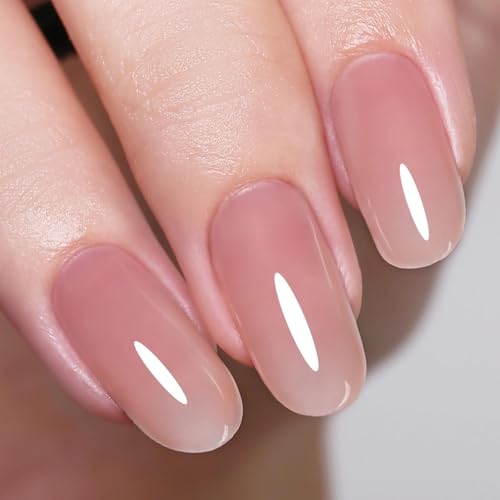 Firedeep 10ml HEMA-Frei Transparent Jelly Gel Nagellack Zartes Nude Pink Rosé-Ton Gel Nagellack Soak-Off UV/LED Aushärtung Maniküre Geschenk für Nail Art DIY und Nagelstudio für Frauen von Firedeep