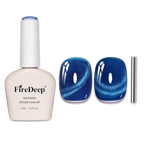 Firedeep 10ml Hema-frei Blauer Katzenaugen Gellack Marineblau Glitzer mit Magnet UV/LED DIY & Salon für Damen Mädchen​ von Firedeep