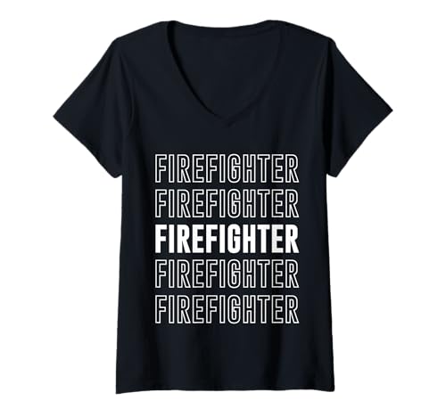 Damen Feuerwehrmann T-Shirt mit V-Ausschnitt Damen Feuerwehrmann T-Shirt mit V-Ausschnitt von Firefighter Apparel