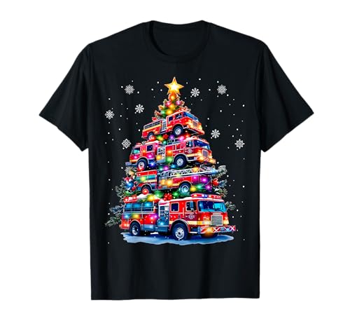 Firefighter Cute Christmas Apparel - Lustiges Feuerwehrauto, Baum, Feuerwehrauto, Weihnachten, Frohe Weihnachten T-Shirt - Unisex Kinder und Erwachsene - Schwarz - Klein - Kurzarm - T-Shirt Firefighter Cute Christmas Apparel - Lustiges Feuerwehrauto, Baum, Feuerwehrauto, Weihnachten, Frohe Weihnachten T-Shirt - Unisex Kinder und Erwachsene - Schwarz - Klein - Kurzarm - T-Shirt von Firefighter Cute Christmas Apparel