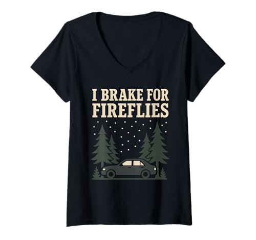 Damen Firefly Summer Night Glow Bug Nostalgischer Cottagecore-Hinterhof T-Shirt mit V-Ausschnitt von Firefly Chaser Gift Nature Lover Nostalgic Summer