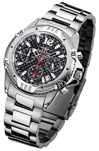 FIREFOX AIRFIGHTER FFS02-102 Carbon schwarz Chronograph massiv Edelstahl Sicherheitsfaltschließe Herrenuhr Armbanduhr 10 ATM Water Resistant von FIREFOX