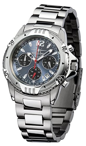 FIREFOX AIRFIGHTER FFS02-103b Sunray blau/schwarz Chronograph massiv Edelstahl Sicherheitsfaltschließe Herrenuhr Armbanduhr 10 ATM Water Resistant von FIREFOX