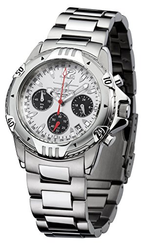 FIREFOX AIRFIGHTER FFS02-104b Silber/schwarz Chronograph massiv Edelstahl Sicherheitsfaltschließe Herrenuhr Armbanduhr 10 ATM wasserdicht von FIREFOX