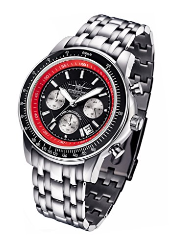 FIREFOX Airliner FFS04-102b schwarz/rot Chronograph massiv Edelstahl Sicherheitsfaltschließe Herrenuhr Armbanduhr 10 ATM wasserdicht von FIREFOX