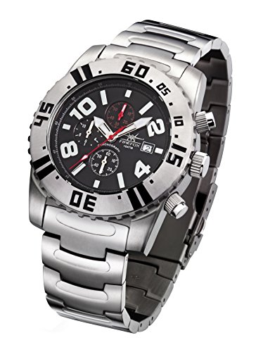 FIREFOX Heavy Anvil FFS155-B schwarz Chronograph Herrenuhr Armbanduhr massiv Edelstahl Sicherheitsfaltschließe 10 ATM wasserdicht von FIREFOX