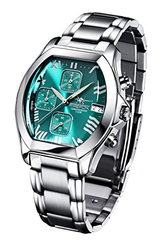 FIREFOX NEBUKADNEZAR FFS175-115 Sunray türkis Damenuhr Armbanduhr Chronograph massiv Edelstahl Sicherheitsfaltschließe wasserdicht Laufwerk Miyota OS10 von FIREFOX