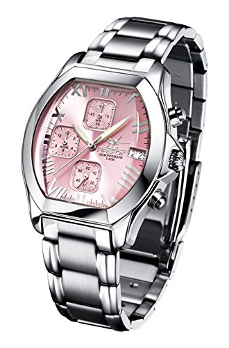 FIREFOX NEBUKADNEZAR FFS175-190 Sunray rosa Damenuhr Armbanduhr Chronograph massiv Edelstahl Sicherheitsfaltschließe wasserdicht Laufwerk Miyota OS10 von FIREFOX