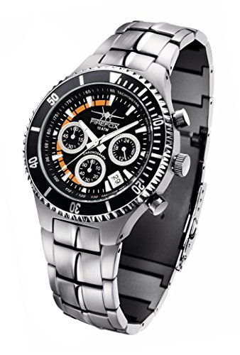 FIREFOX Silver Surfer FFS13-102b schwarz Herrenuhr Armbanduhr massiv Edelstahl Chronograph Sicherheitsfaltschließe 10 ATM Water Resistant von FIREFOX