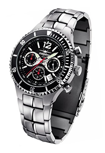 FIREFOX Silver Surfer FFS13-102c schwarz Herrenuhr Armbanduhr massiv Edelstahl Chronograph Sicherheitsfaltschließe 10 ATM Water Resistant von FIREFOX