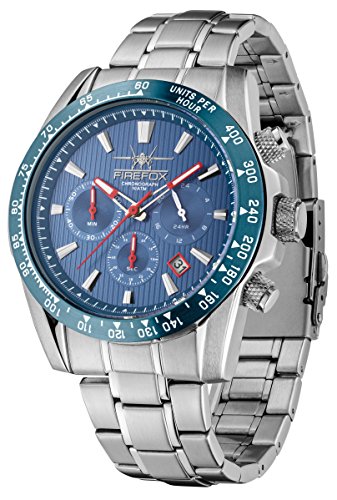 FIREFOX Sky Commander FFS23-103 blau Edelstahl Chronograph Herrenuhr Armbanduhr 10 ATM druckfest von FIREFOX