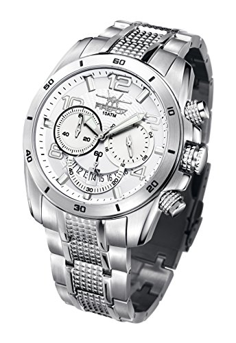FIREFOX Skywalker FFS220-101 silberweiß Edelstahl Herrenuhr Chronograph Sicherheitsfaltschließe 10 ATM wasserdicht von FIREFOX