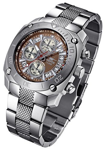 FIREFOX Transporter FFS19-106 braun Herrenuhr Armbanduhr Chronograph massiv Edelstahl Sicherheits- Faltschließe 10 ATM wasserdicht von FIREFOX