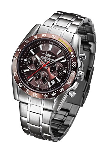 FIREFOX FFS21-106 The Machine Herren-Armbanduhr Chrongraph Edelstahl 10 ATM wasserdicht analog Quarz braun von FIREFOX