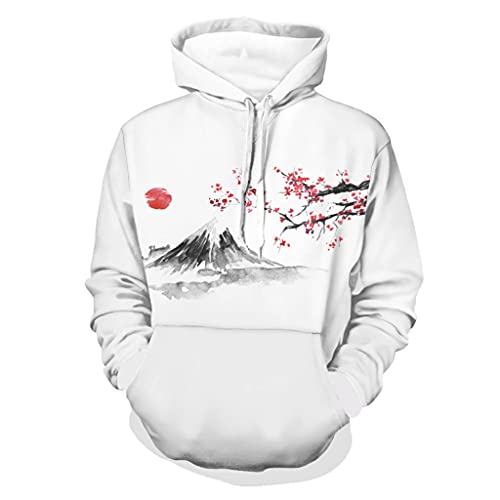 Firelife Japanisch Kirschblüte Damen Herren Kapuzenpullover Langarm Pullover Hooded Sweatshirt Kapuzenpullis mit Taschen White XXL von Firelife