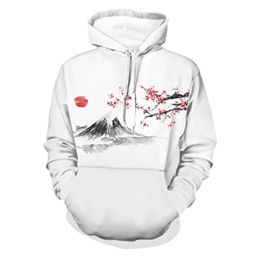 Firelife Japanisch Kirschblüte Damen Herren Kapuzenpullover Langarm Pullover Hoodie Sweatshirt Kapuzensweatjacke mit Taschen White S von Firelife