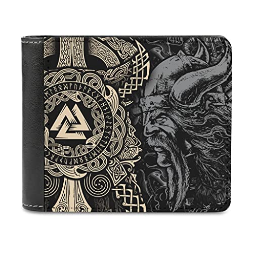 Wikinger Odin Runen Herren Geldbörsen aus PU Leder Geldbeutel Geldtasche Brieftasche Kartenetui Kreditkartenetui Kartenhalter Geld Clip Wallet für Männer White One Size von Firelife